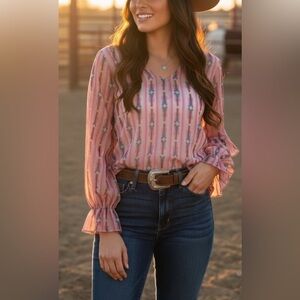 Two fly womens top aztec 3X long sleeve western country rodeo profesional casual